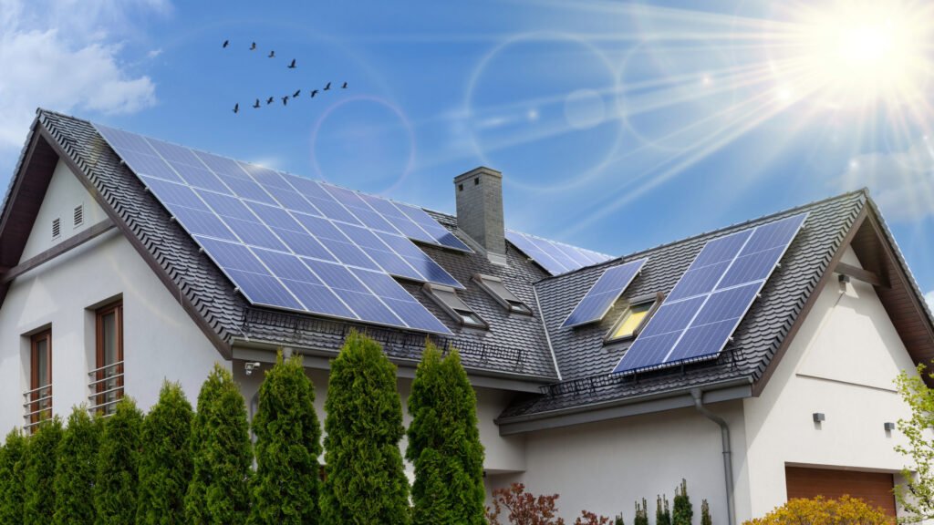 Solar Panels on the roof of a building